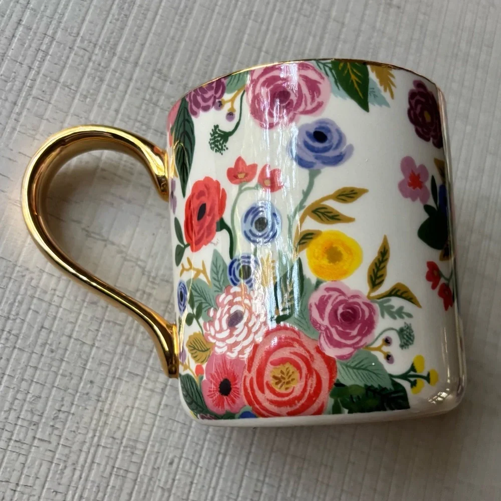 Anthropologie Floral Monogram Mug with Gold Accent - Picture 3 of 6